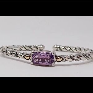 John Hardy Jai Sterling 14k Amethyst Cuff Bracelet